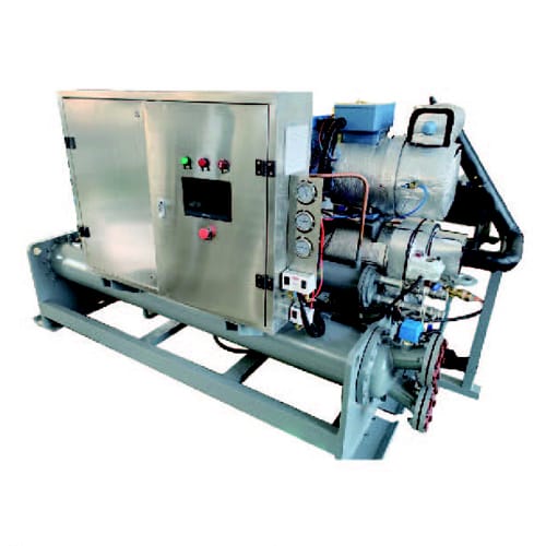 เครื่องทำน้ำเย็นอุณหภูมิกลางแบบสกรู ระบายด้วยน้ำ – Screw Water-Cooled Medium-Temperature Chiller